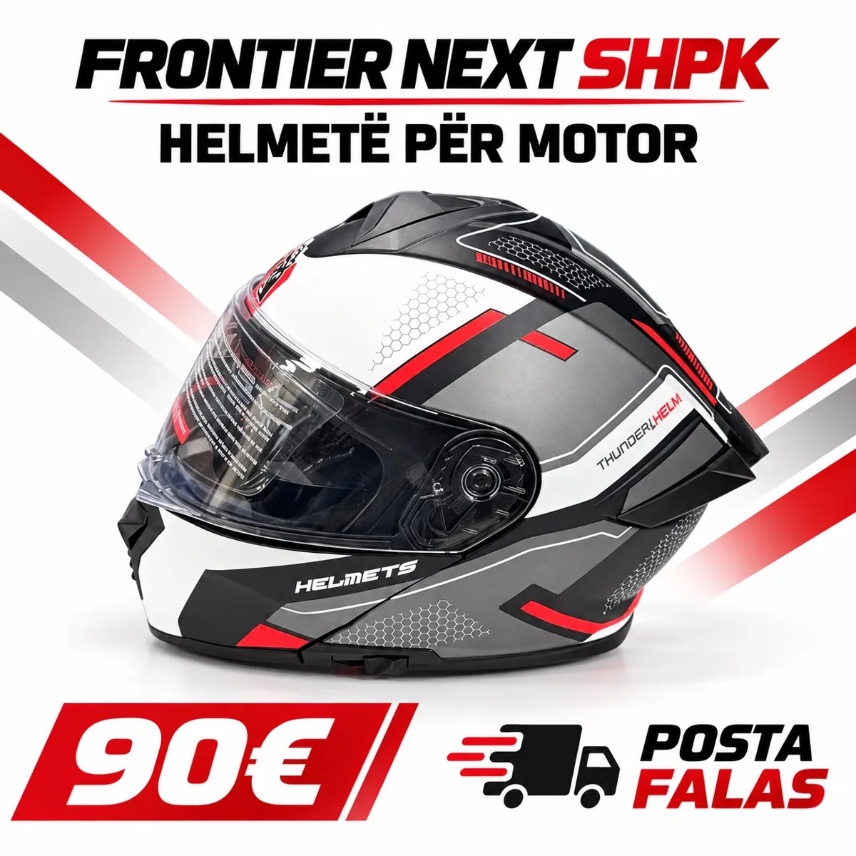Helmetë integrale · E bardhë / e kuqe